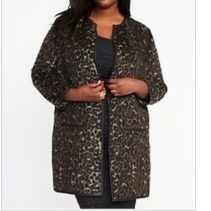 OLD NAVY Leopard-Print Open-Front Cardi-Coat